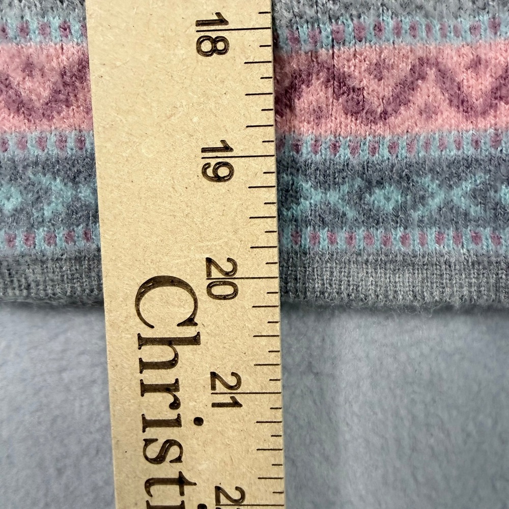 Boho Artisan Ecuador Llama Wool Knit Zip Up Hoodie Cardigan Jacket Youth 10 Gray - Picture 7 of 10